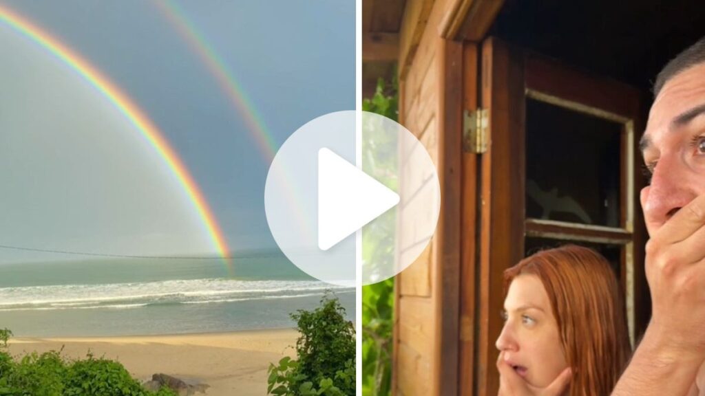 Arco-íris Duplo Encanta Turistas em Praia de Florianópolis