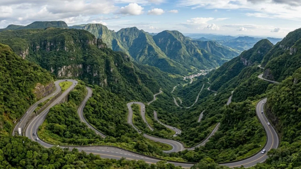Serra do Rio do Rastro: Estrada com 284 Curvas e Pista Iluminada Encanta Santa Catarina e o Mundo Serra do Rio do Rastro: Estrada com 284 Curvas e Pista Iluminada Encanta Santa Catarina e o Mundo