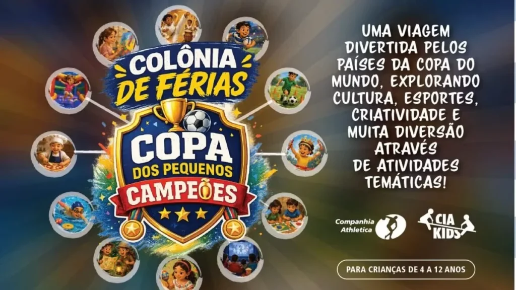 Colônia de Férias Cia Athletica em São José traz tema da Copa do Mundo para crianças Colônia de Férias Cia Athletica em São José traz tema da Copa do Mundo para crianças